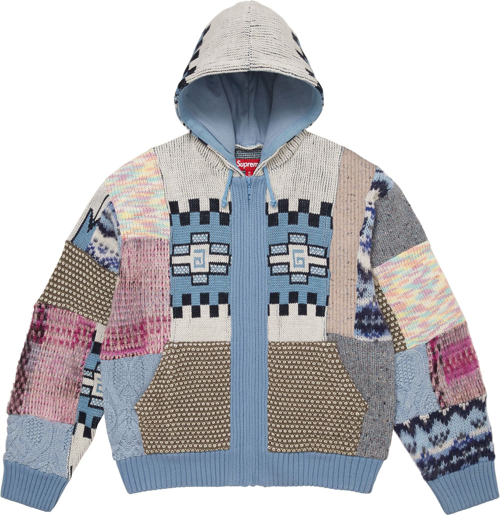 Patchwork Zip Up Hooded Sweater view 5